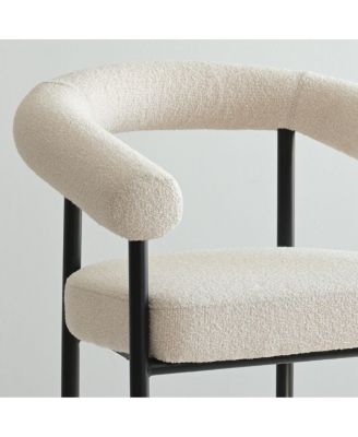 3-Piece Modern Round Dining Table Set with Boucle Armchairs and Pedestal Table, Small Space Table Set for 2