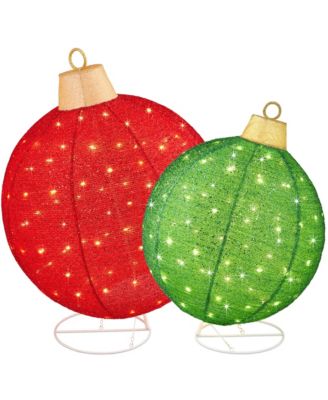2pc Lighted Pop-Up Christmas Ornaments Outdoor Holiday Decoration w/ 220 LED Lights