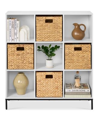 Elevated 9-Cube Storage Organizer, 11in Shelf, Bookcase, Display Shelf, w/ Metal Legs