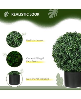2 Pack of Artificial Tree Boxwood Topiaries with Pots for & Indoor