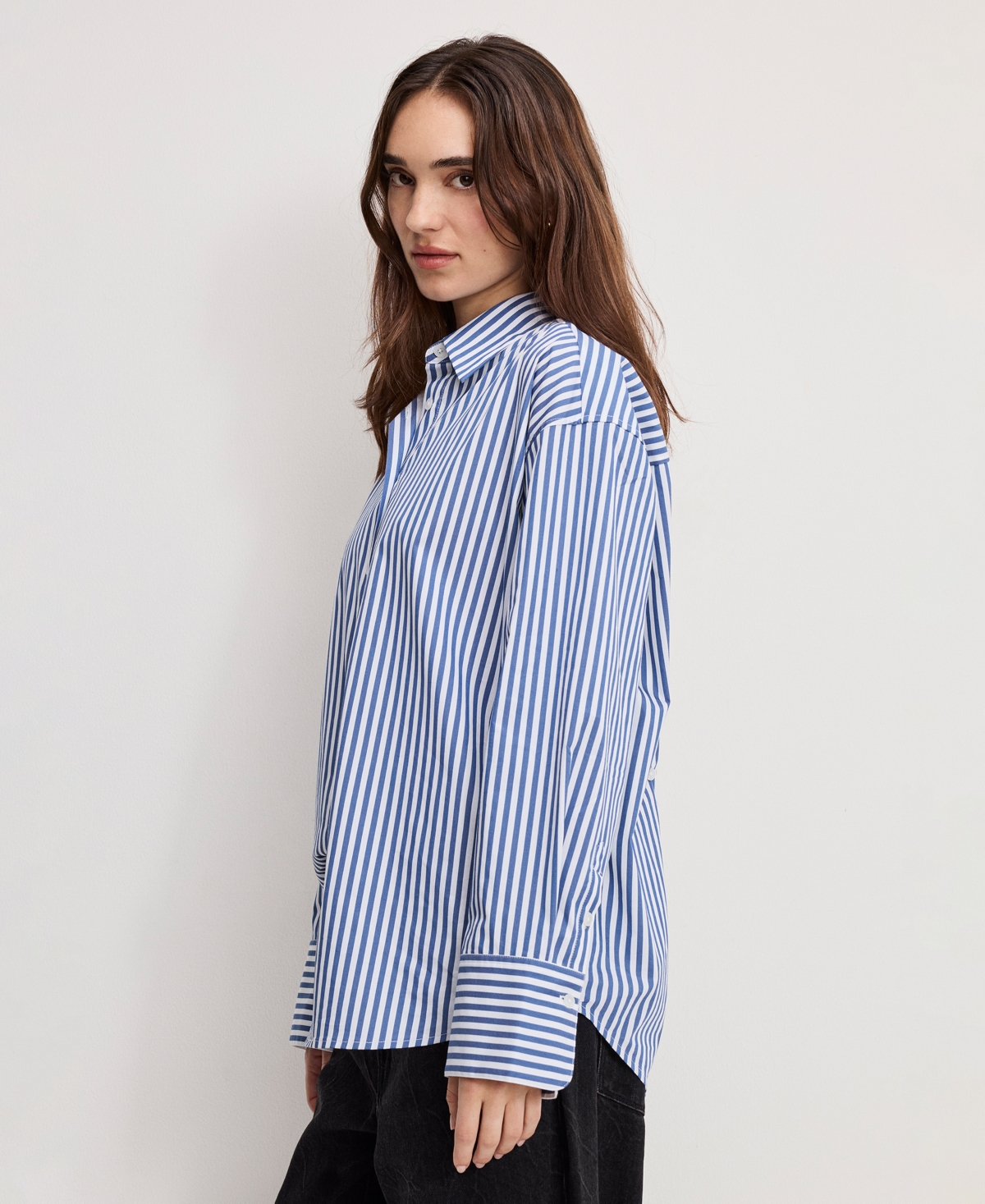 Good American Women's Poplin Oversized Shirt, Regular and Plus