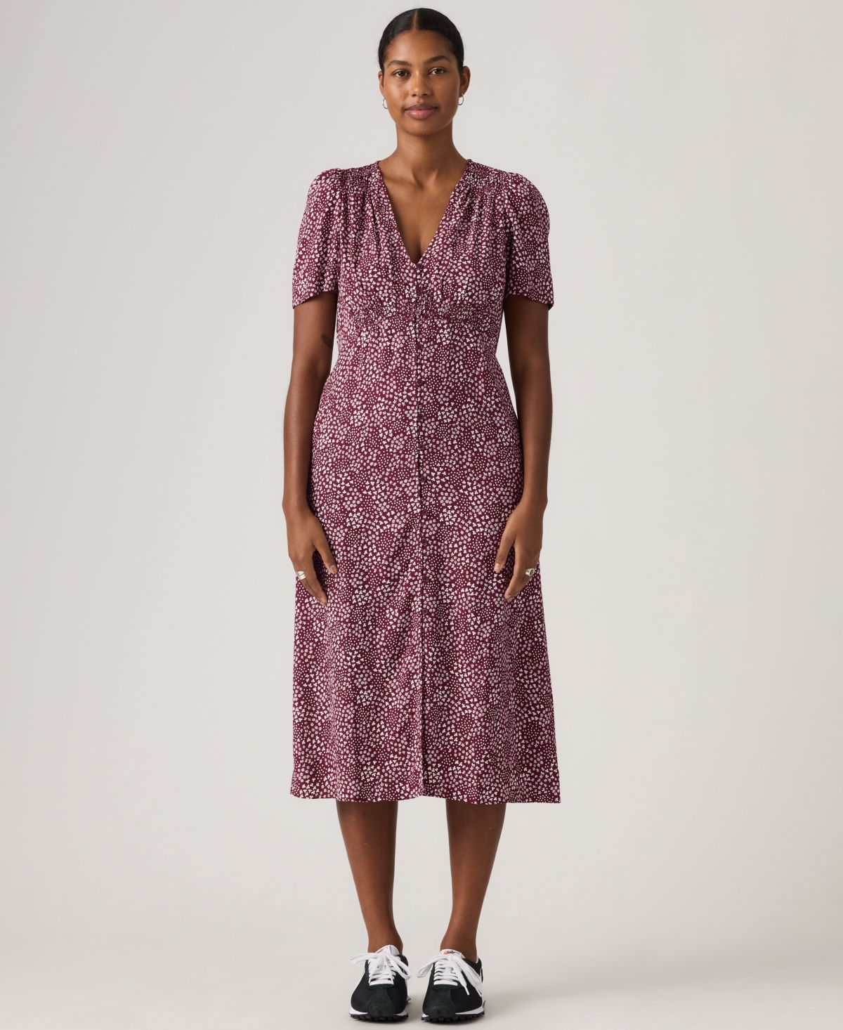 Levi's Juniors' Paola Short-Sleeve Crepe Midi Dress