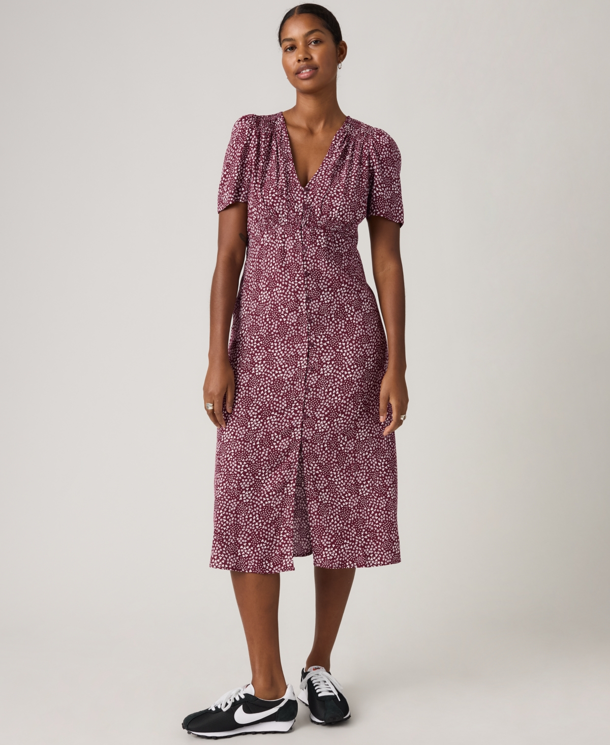 Levi's Juniors' Paola Short-Sleeve Crepe Midi Dress