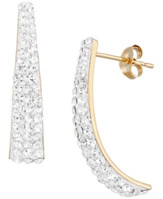 High Polished Pave Crystal Hoop Earrings (1/2 ct. t.w.) in 14k Yellow Gold Over Sterling Silver