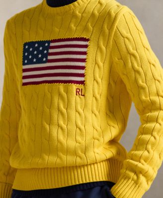 Men's  Cable-Knit Flag Sweater