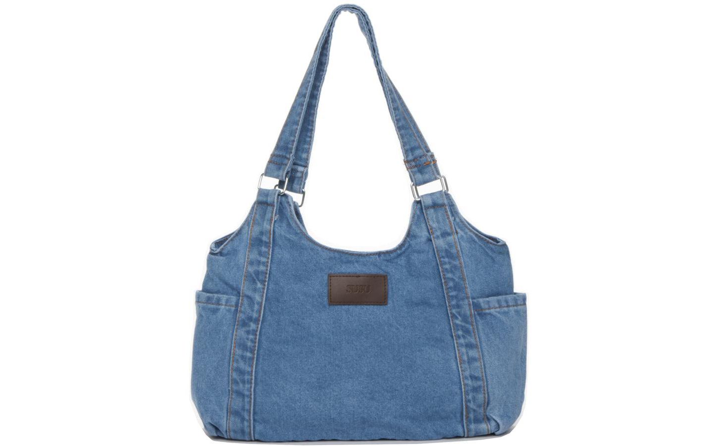 Женская сумка SUSU Denim Shoulder Hobo Casual Everyday Purse, цвет: Синий — фото 1