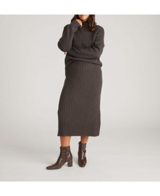 Plus Size Risa Pull-On A-Line Midi Sweater Skirt