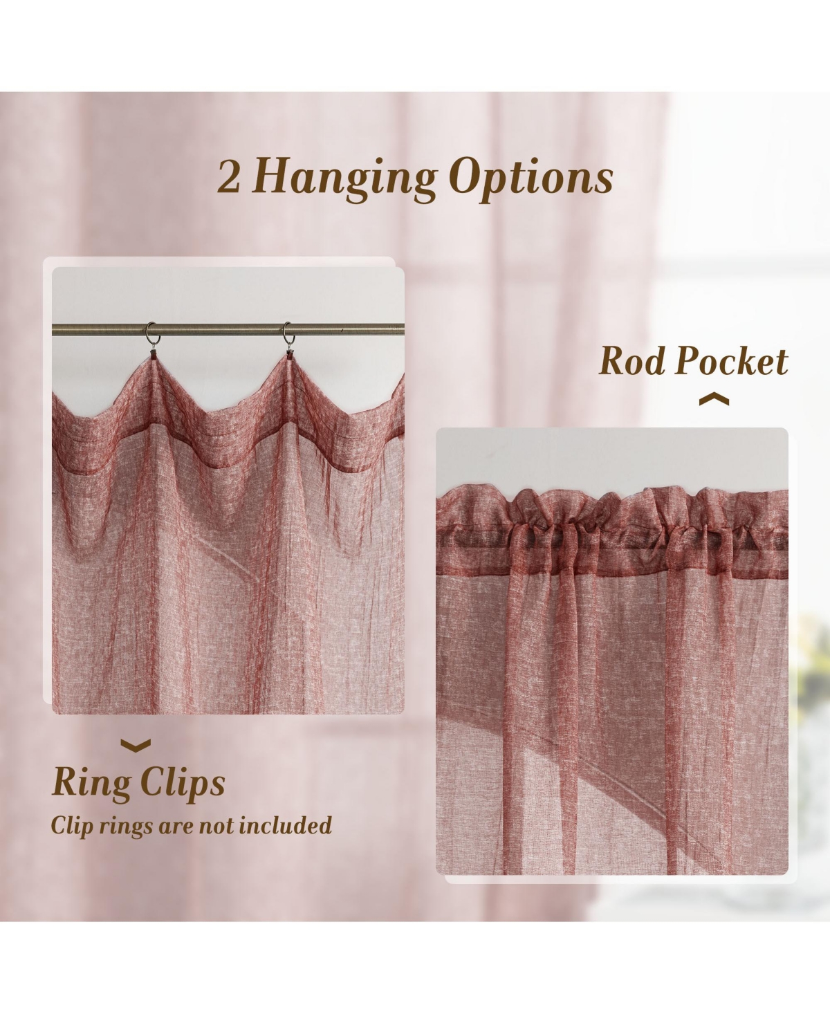 Awesome Home Crinkle Textured Semi-Sheer Rod Pocket Curtains Pair