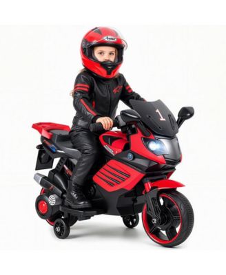 6V Kids Motorcycle with Headlights Music and Training Wheels