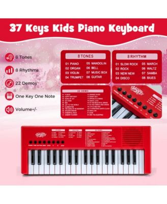 37 Key Kids Piano Keyboard with Rhythms and Microphone