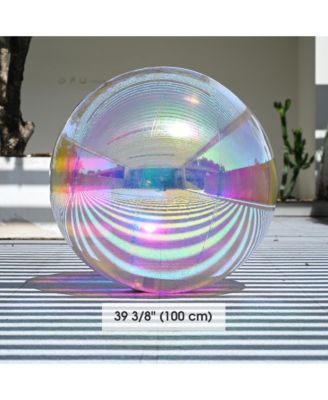39" Inflatable Mirror Ball Giant Iridescent Large Disco Balloon Decoration for Party Wedding Event Stage Decor