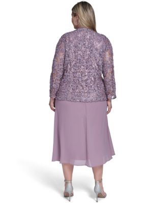 Plus Size Soutache Jacket and Fit & Flare Dress, 2-Piece Set