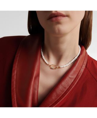 7–8mm Baroque Freshwater Pearl Necklace with Gold Plated Carabiner Clasp