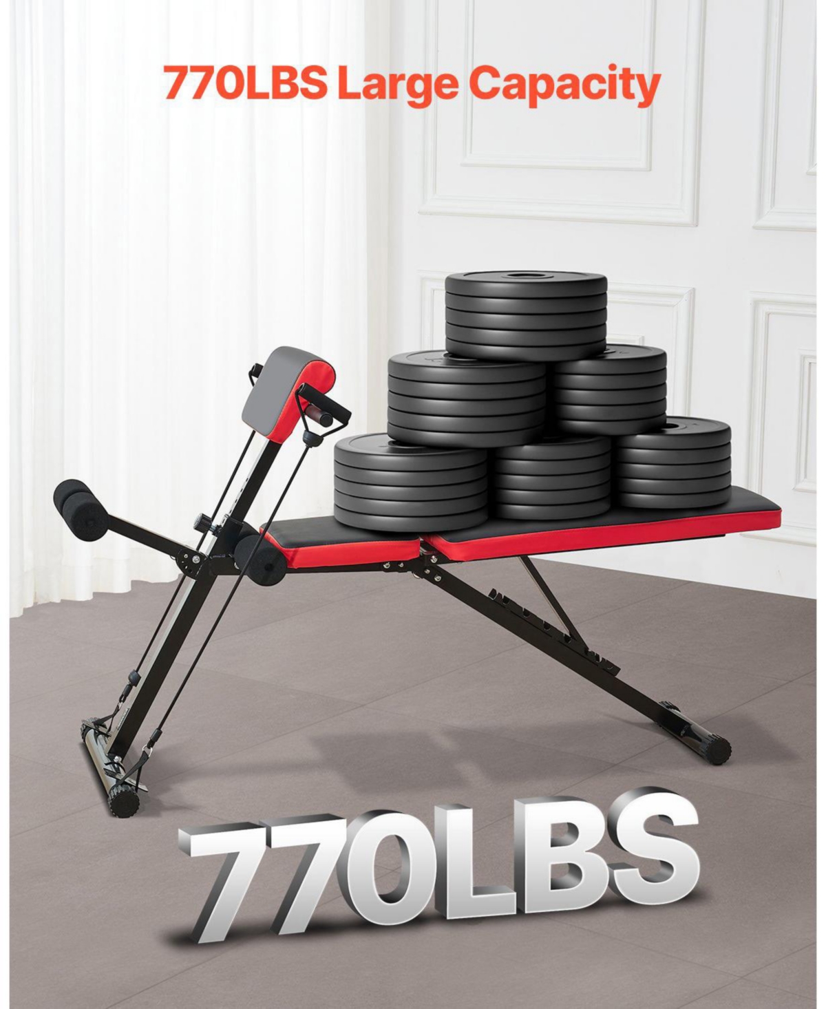 Mecale Multi-Functional Weight Bench, Adjustable Roman Chair and Hyperextension Bench for Back, Core and Arm Training