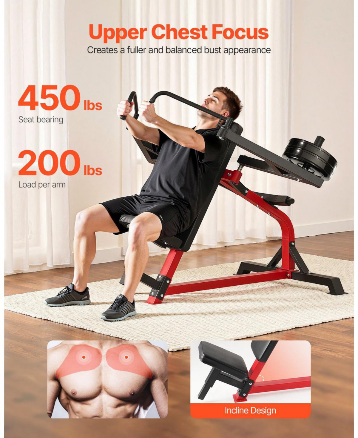 Mecale Incline Chest Fly and Rear Delt Fly Machine, Adjustable Upper Body Strength Trainer for Home Gym, 450 lb Capacity