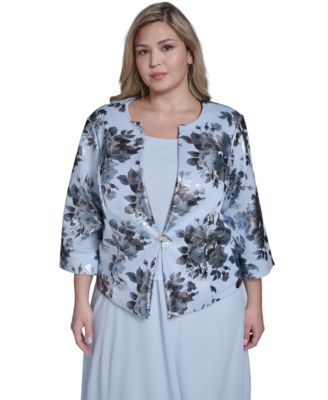 Plus Size 3/4-Sleeve Jacket & Sleeveless Midi Dress