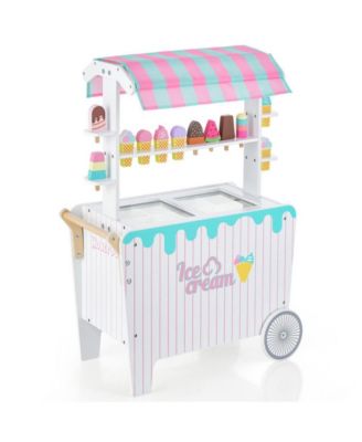 Kids Ice Cream Cart Playset with Display Rack and Accessories