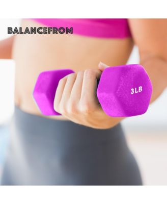 BalanceFrom Neoprene Dumbbell Set with Rack, Nonslip Coated Weights for Women and Men, Strength Training, Multiple Sizes and Colors