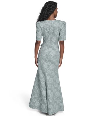 Women's V-Neck Bow Detail Faux Wrap Gown