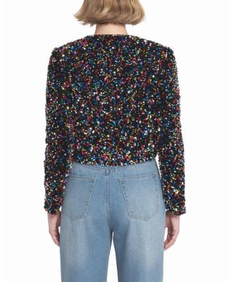 Women's Sequin Cropped Jacket Biker