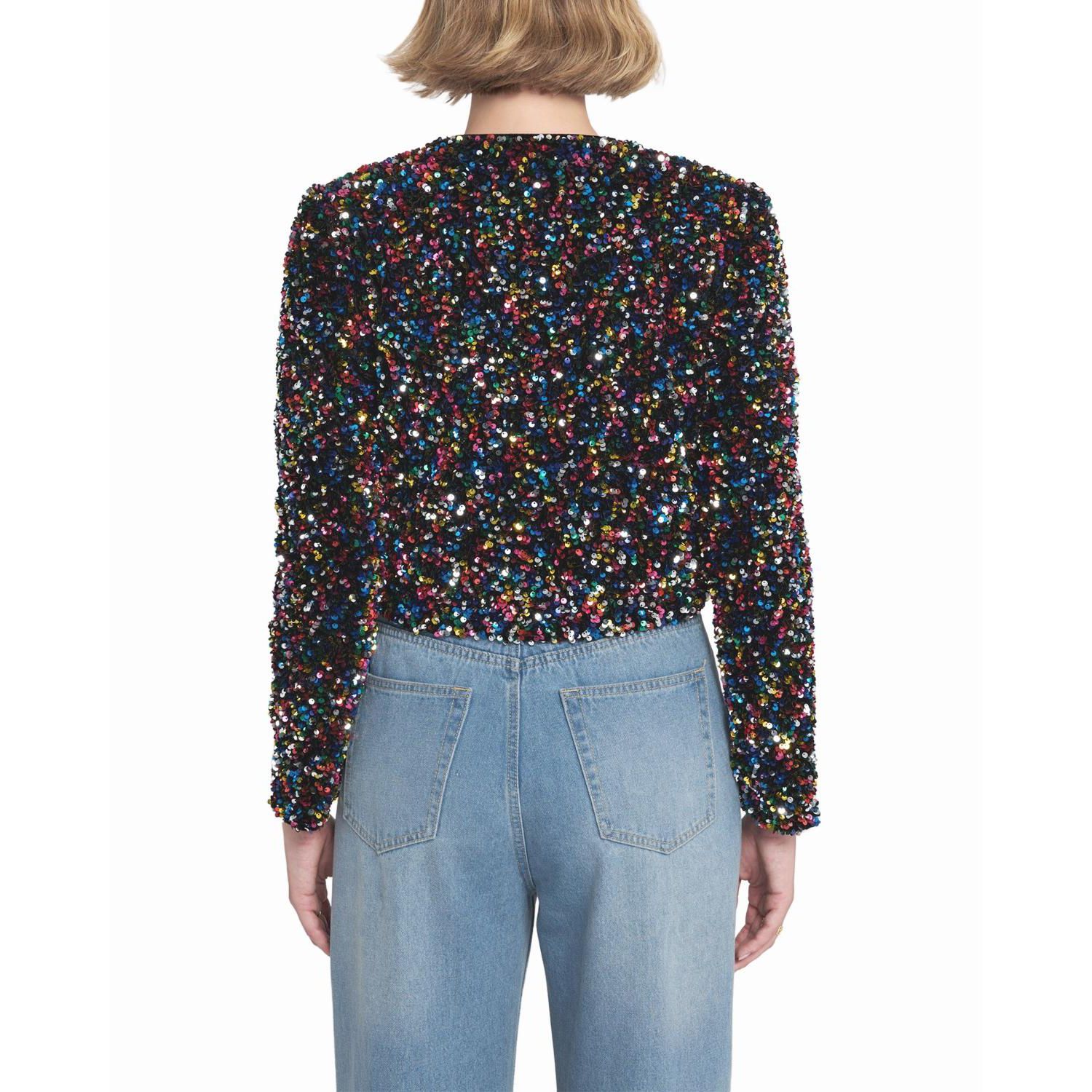 Women's Sequin Cropped Jacket Biker