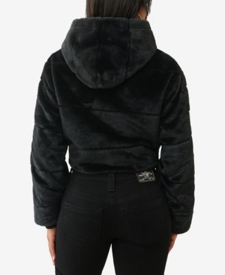 Women's Branded Faux Fur Zip Jacket