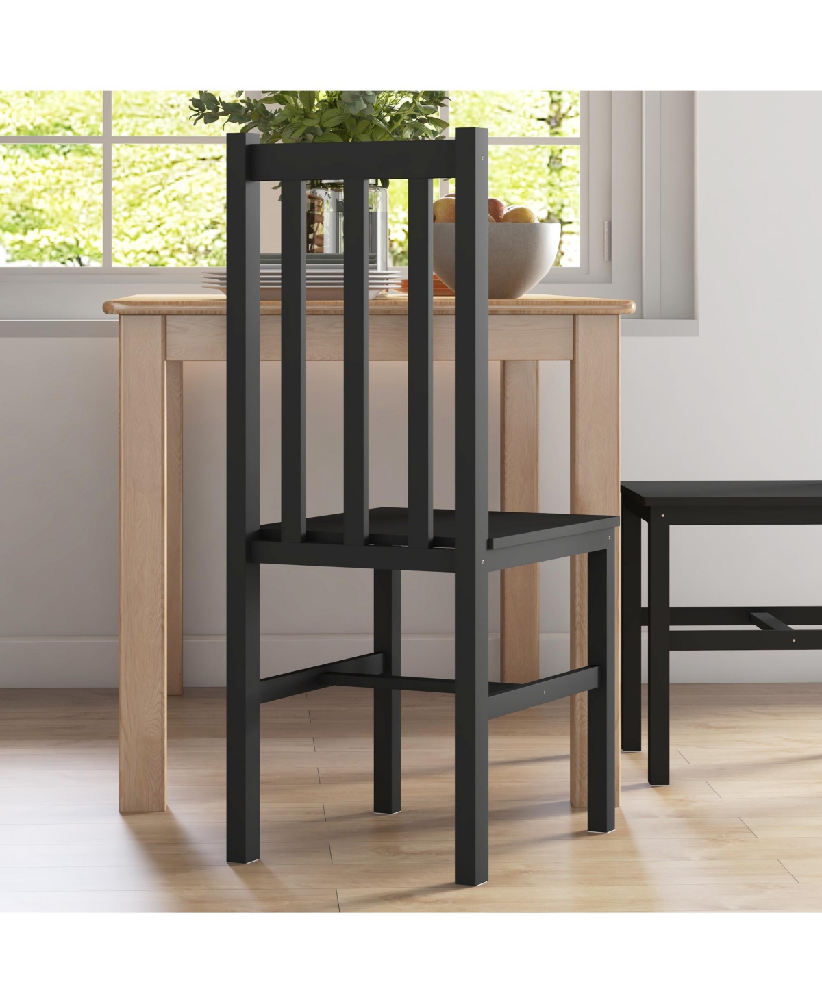 Homcom Farmhouse Armless Dining Chairs, Set of 2 with Slat Back, White