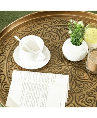 24" Round Table with Hamme Tray Top & Metal Frame,