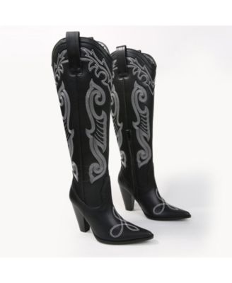 Ashley Embroidered Western Knee-High Boots