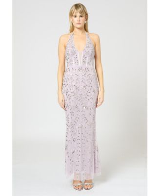 Women's Embellished Sequin Beaded Maxi Corset Dress