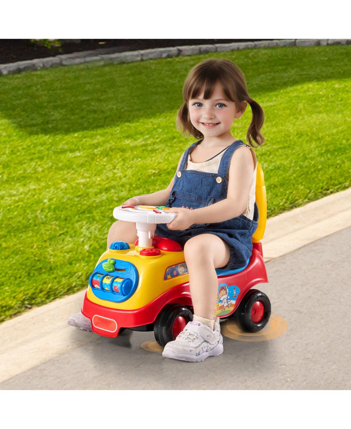 Детская игрушка Mecale Ride On Push Car Sit-to-Stand with Musical Steering Wheel & Under-Seat Storage, Ages 1-3, цвет: Жёлтый — фото 3