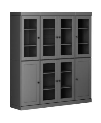 100% Solid Wood Pantry Cabinet, Shaker Doors, 2 Drawers, Adjustable Shelves, 65" Wide, 71.5" Tall