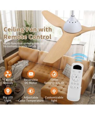 52-inch Modern White 3-Blade Ceiling Fan with LED Light and Remote Control
