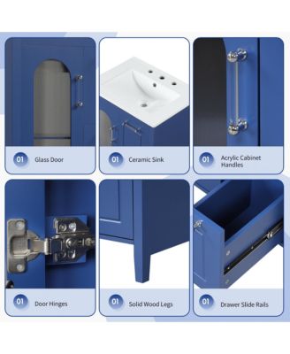 24" Bathroom Vanity with Sink, 2 Drawers and Door, Adjustable Shelf