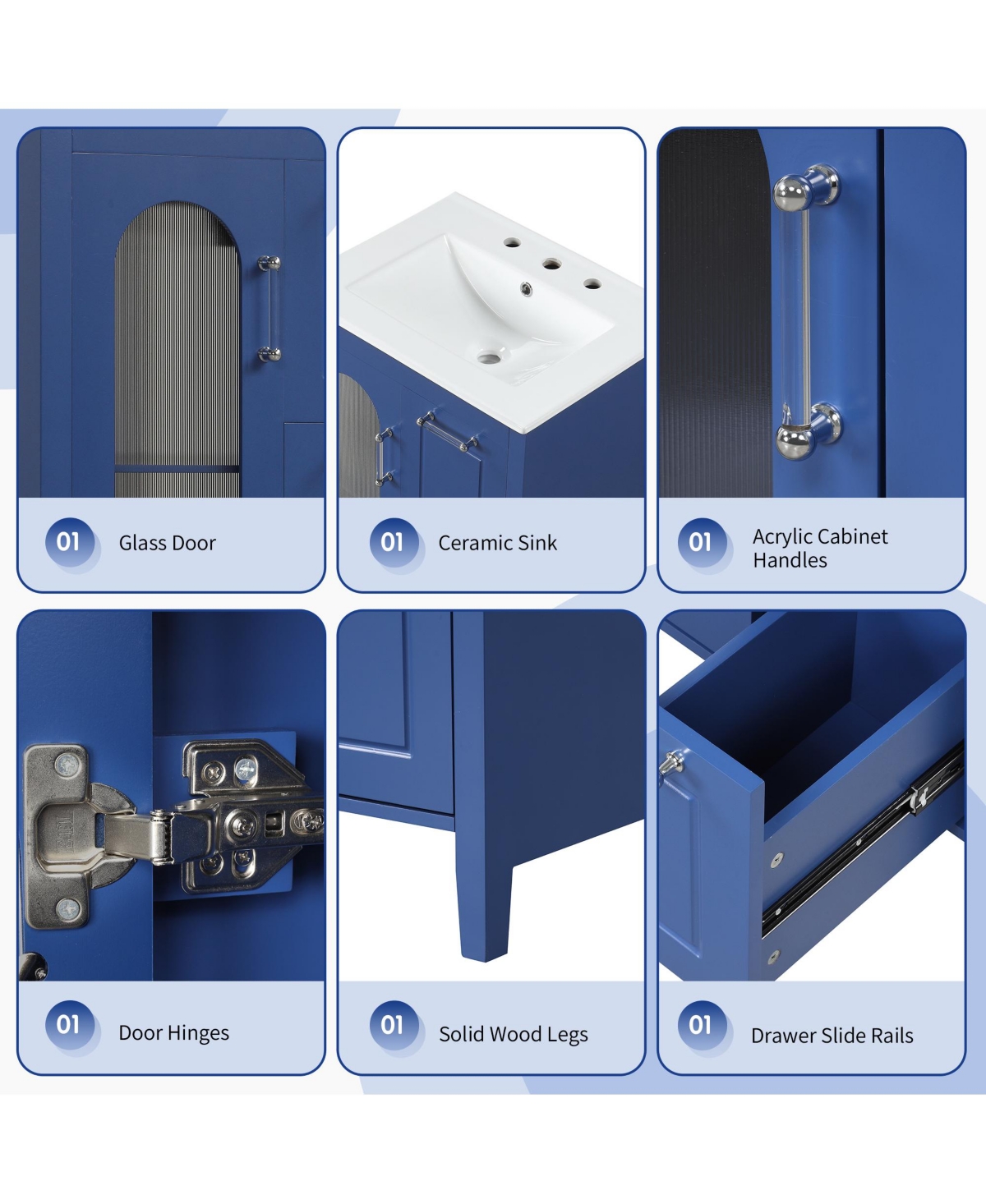 Casainc 24" Bathroom Vanity with Sink, 2 Drawers and Door, Adjustable Shelf