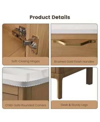 60" Double Bathroom Vanity with Carrara Engineered Stone Top, Ceramic Sink and Soft-Close Drawers