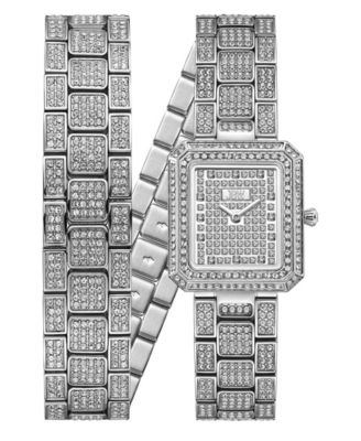Women's Arc Crystal Diamond (0.06 ct. t.w.) Swiss Quartz Stainless Steel Watch, 23mm