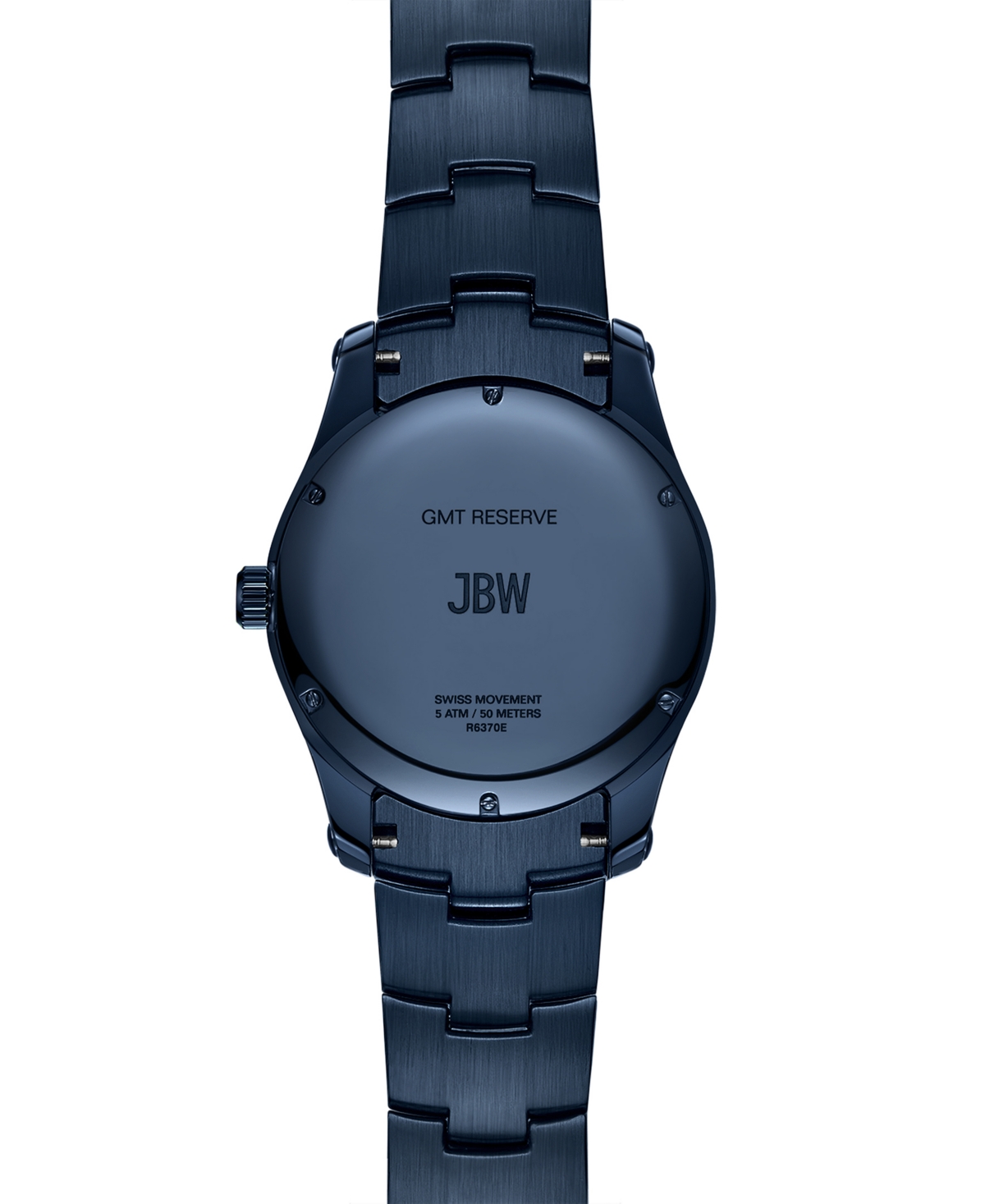Jbw Women's Reserve Jet Crystal Diamond (0.115 ct. t.w.) Swiss Multifunction Navy Stainless Steel Watch, 46mm