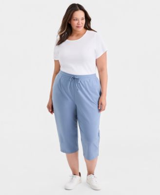 Plus Size Knit Pull-On Capri Pants