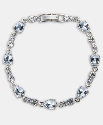 Silver Tone Crystal Drama Open Flex Bracelet