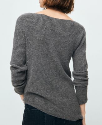 Women's Metallic Detail Asymmetrical Sweater