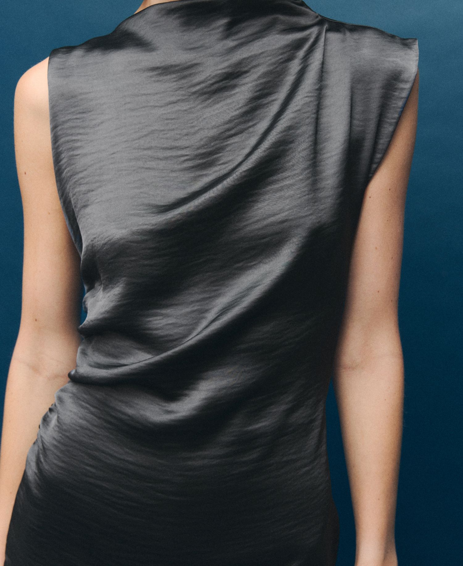 Women's Creased Effect Satin Dress