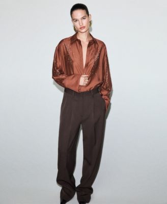 Women's Rhinestones Lyocell Shirt