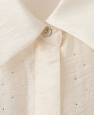 Women's Rhinestones Satin Shirt