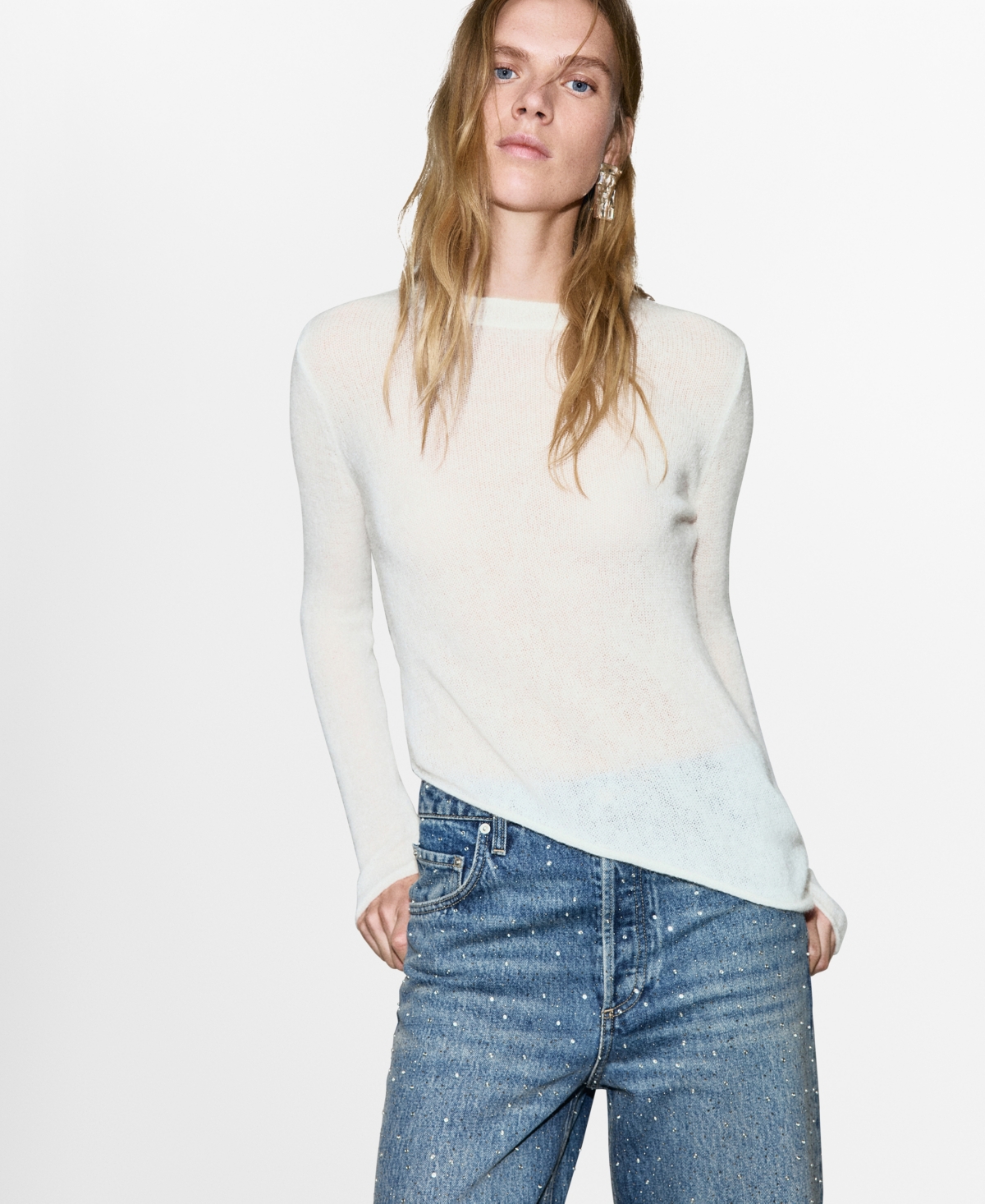 Mango Women's Asymmetrical Alpaca And Wool Blend Sweater