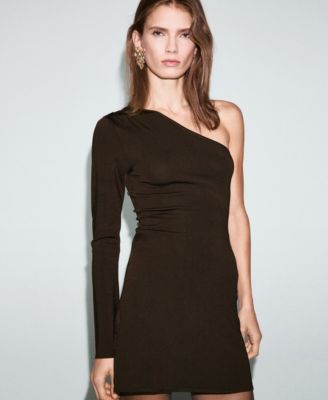 MANGO - Women's Asymmetrical Sleeves Fitted Dress