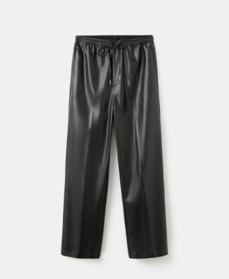 Women's Elastic Waist Faux-Leather Pants