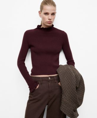 Women's Scalloped Edges Ribbed Sweater