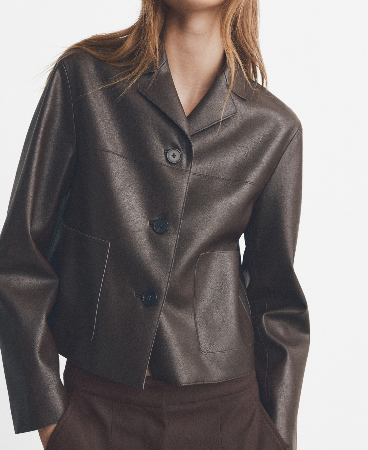 Mango Women's Pockets Faux-Leather Jacket