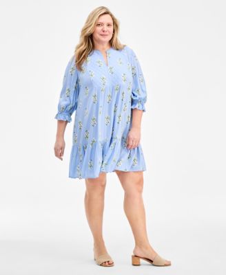 Plus Size Printed Quilted Dress